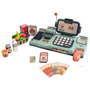 WOOPIE Kids’ Cash Register Scanner Scale Microphone + 25 Accessories