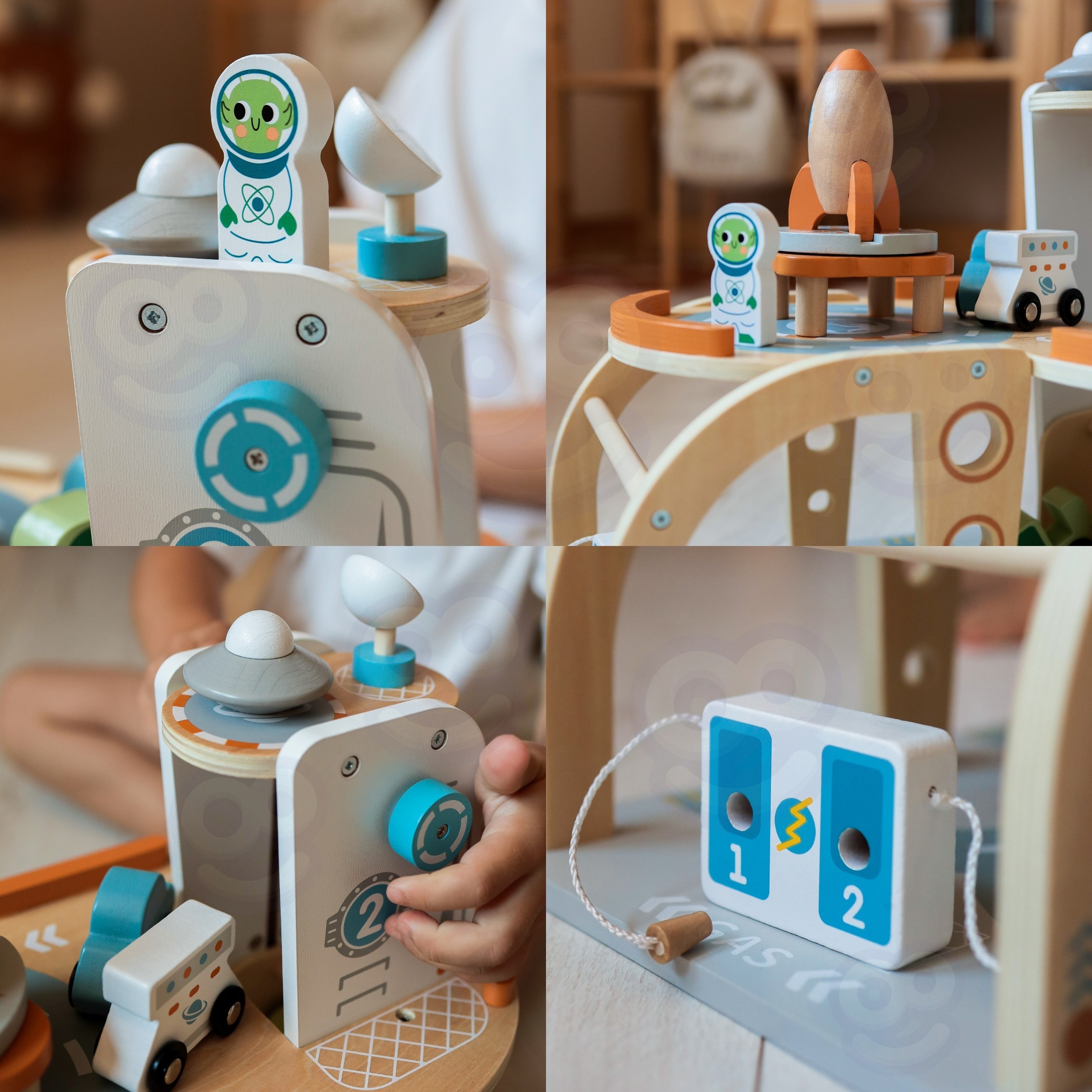 TOOKY TOY Wooden Space Parking Space Station - Slika 3