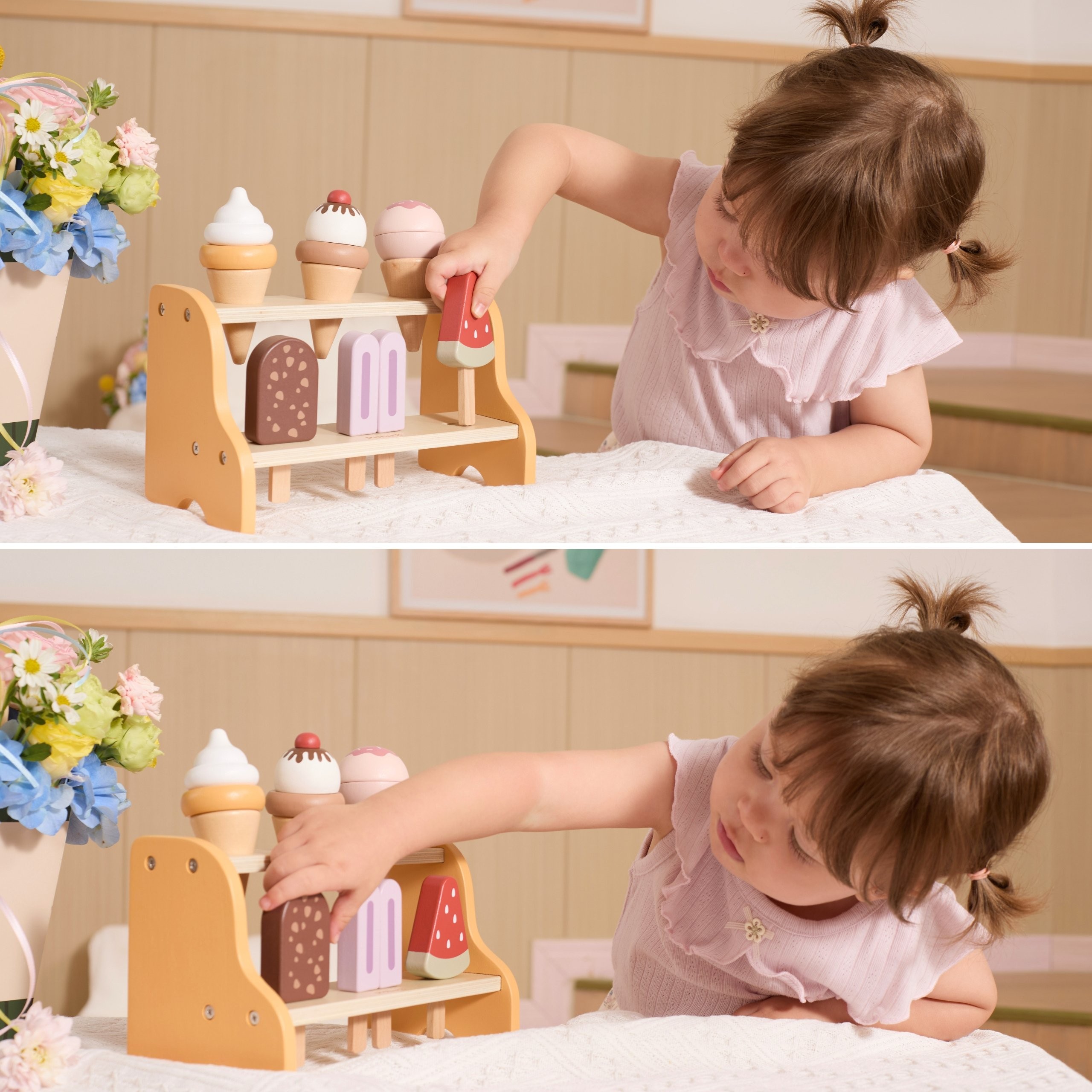 VIGA Wooden Ice Cream Shop Set with 6 Ice Creams - Slika 5