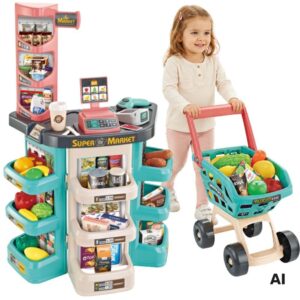 WOOPIE Supermarket Store and Trolley Shopping Cart Checkout Scale Scanner 47 acc