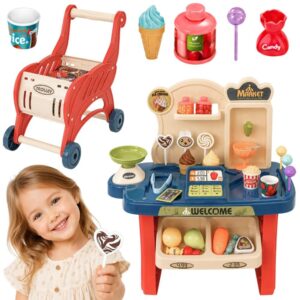 WOOPIE Shop Supermarket Shopping Cart Ice Cream Sweets + 40 Accs.