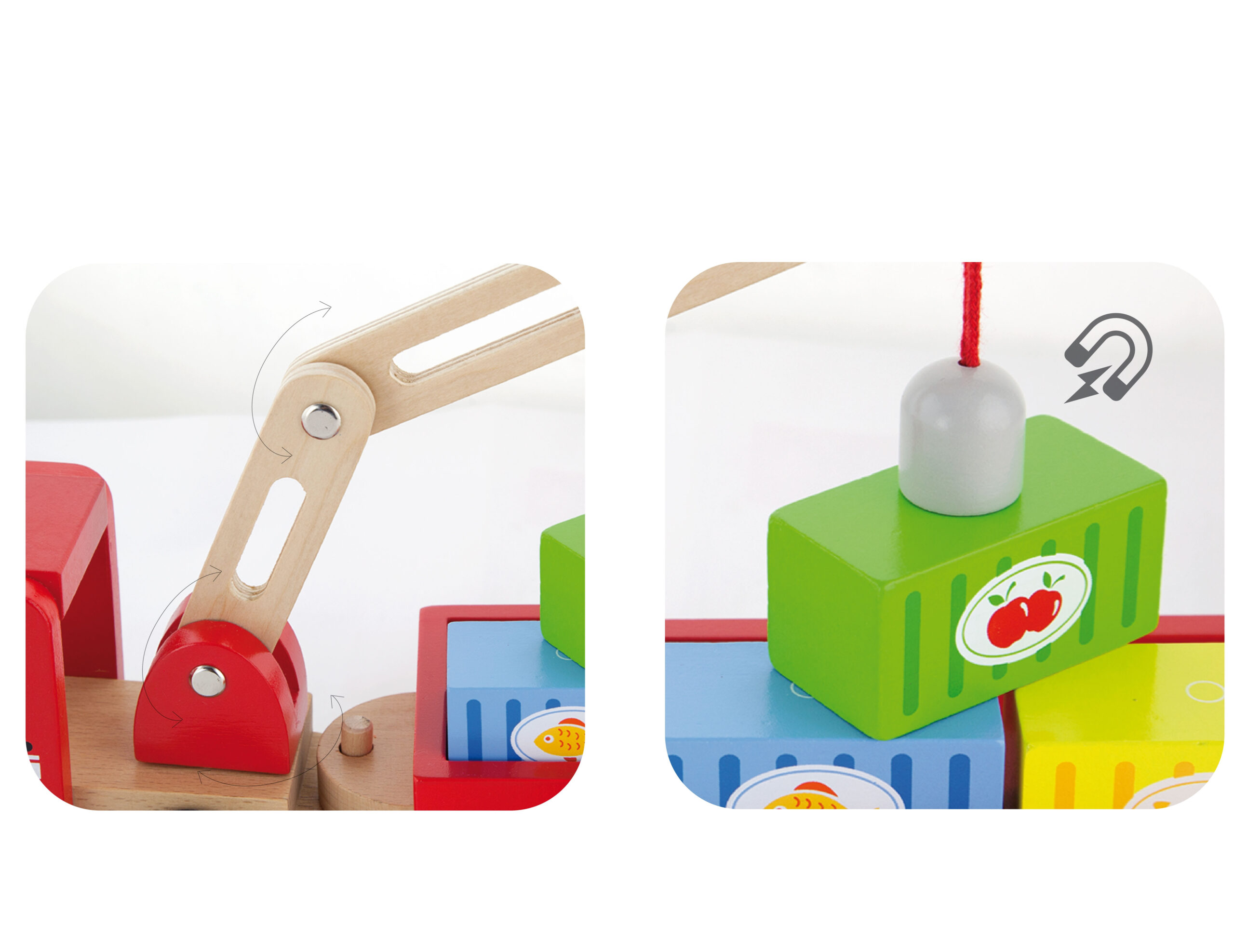 VIGA Wooden Crane with Containers - Slika 4