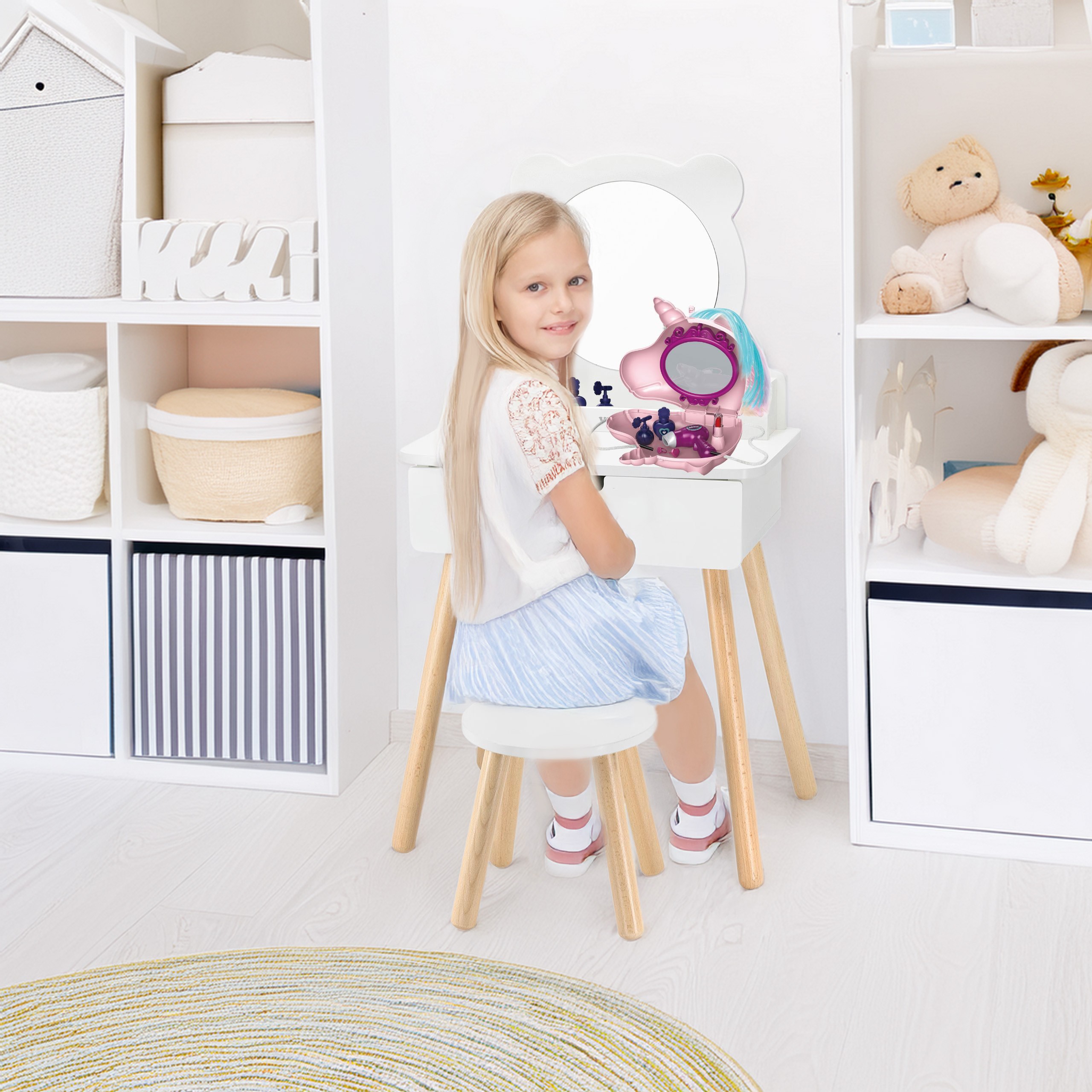 VIGA White Dressing Table + Salon-Style Accessories Set - Slika 3