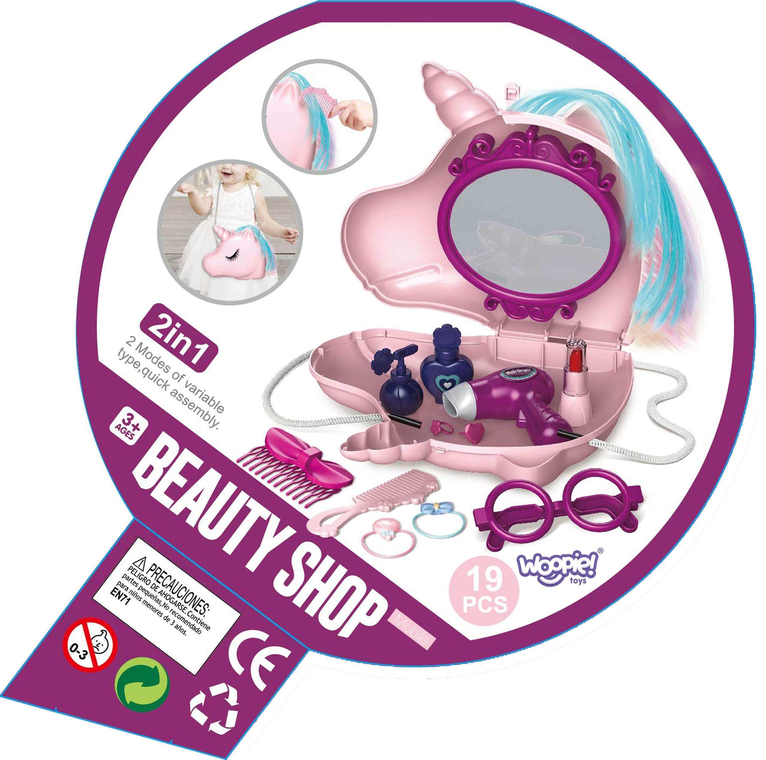 WOOPIE Dressing Table for Girls 2 in 1 Beauty Salon in a Unicorn Bag - Slika 6
