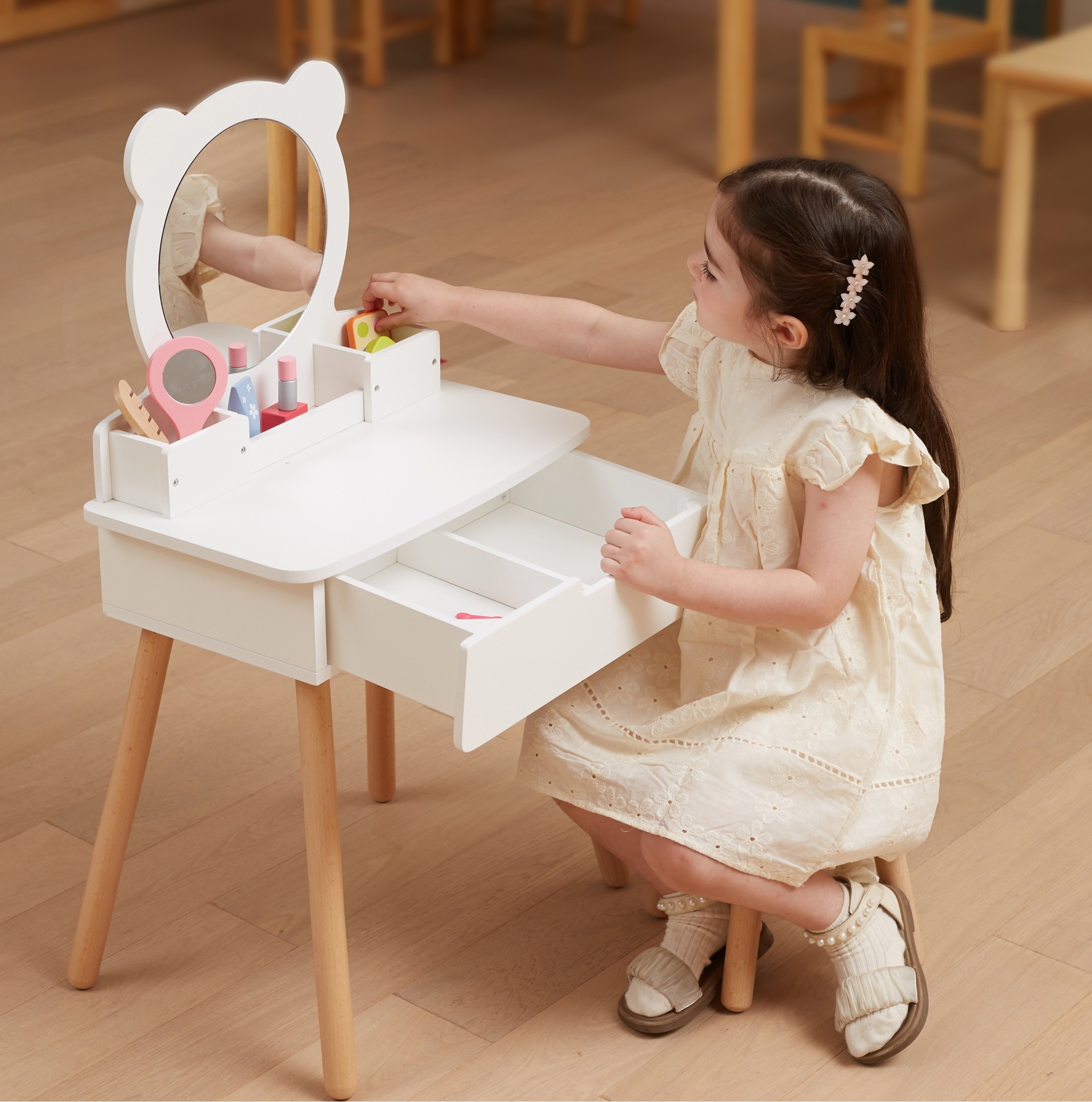 VIGA White Dressing Table + Salon-Style Accessories Set - Slika 4