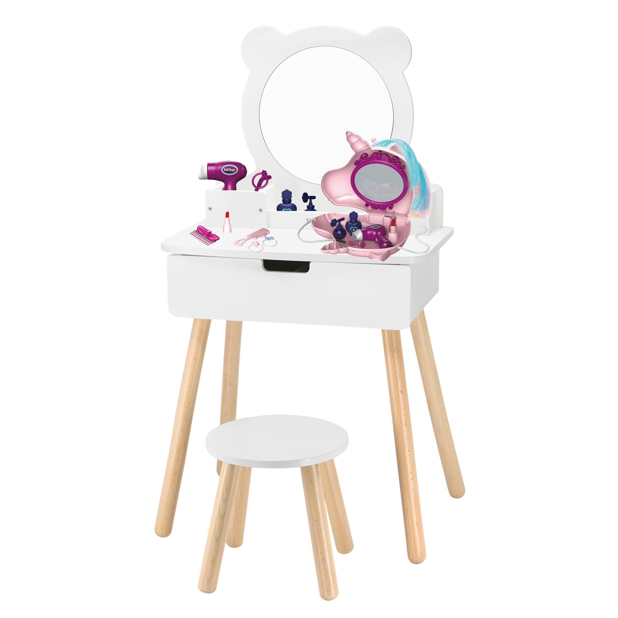 VIGA White Dressing Table + Salon-Style Accessories Set - Slika 7