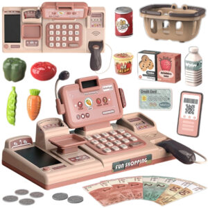 WOOPIE Cash Register For Kids Scanner Scale Microphone + 25 Accs.