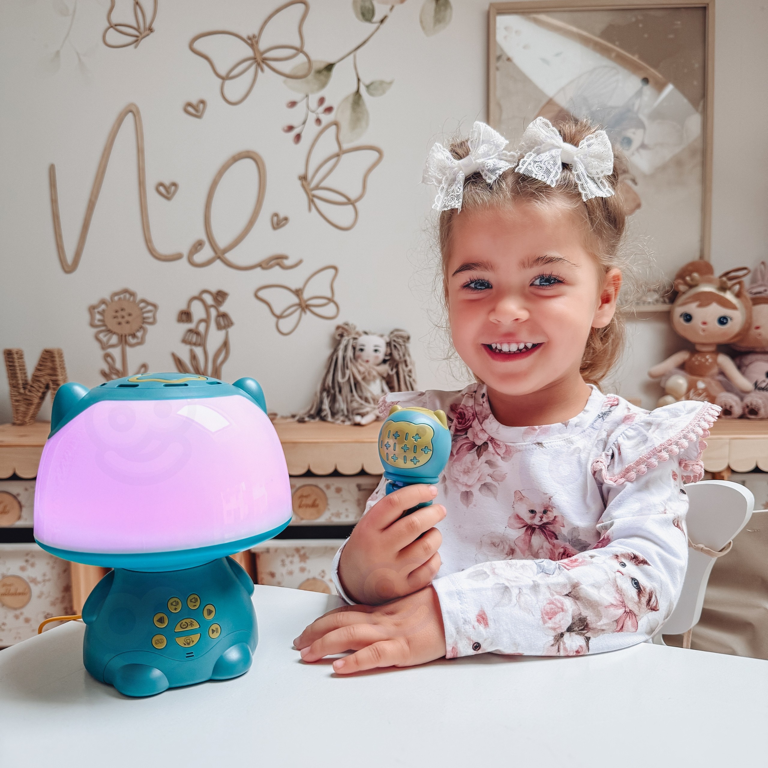 WOOPIE Multifunctional RGB Lamp Bluetooth Speaker Karaoke Voice Modulator SD Card AUX Turquoise - Slika 4