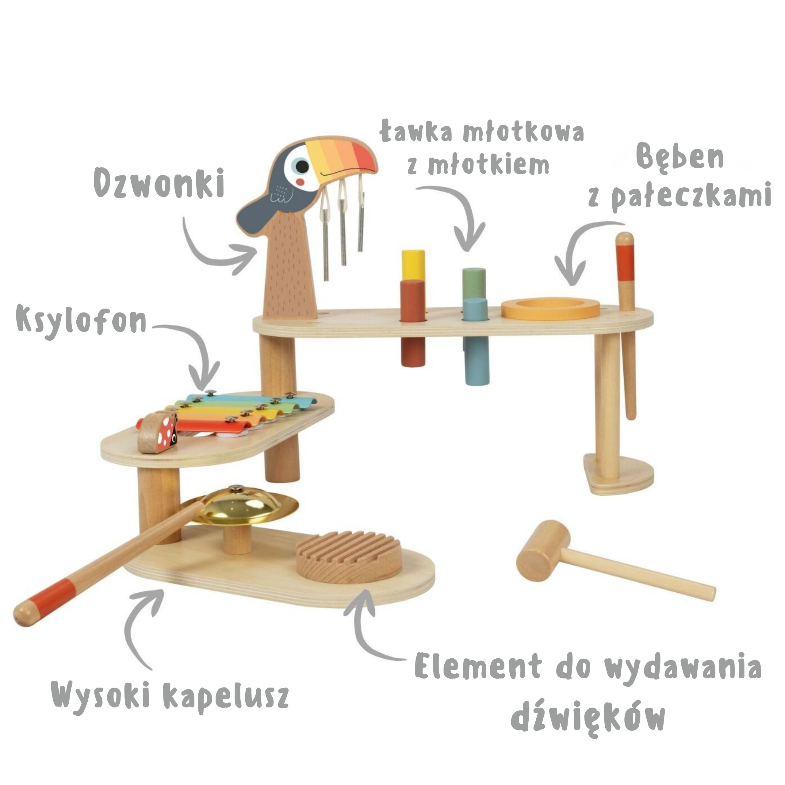 TOOKY TOY Educational Music Table - Toucan - Slika 6