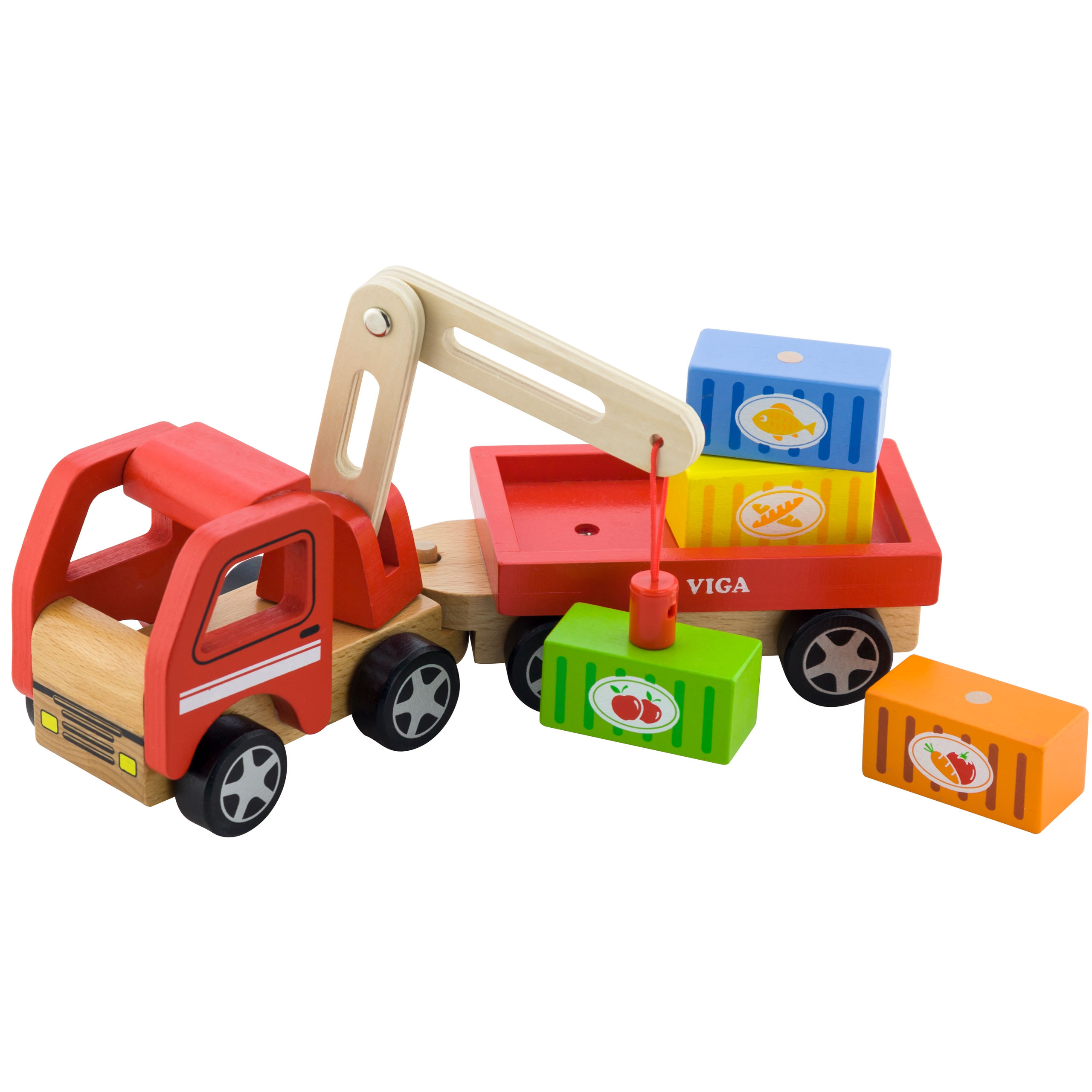 VIGA Wooden Crane with Containers - Slika 6