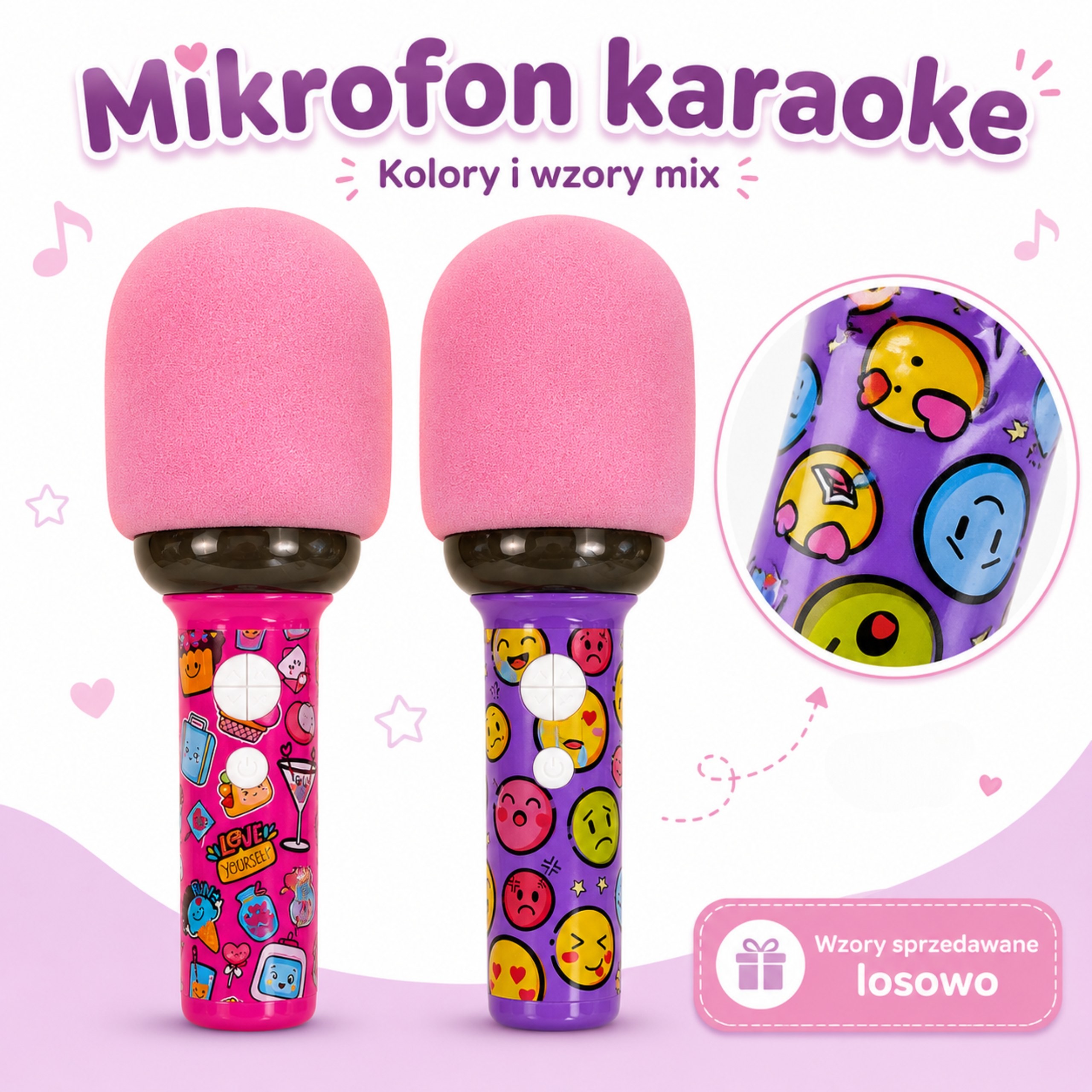 WOOPIE Wireless Karaoke Microphone with BT Speaker LED Pink - Slika 7
