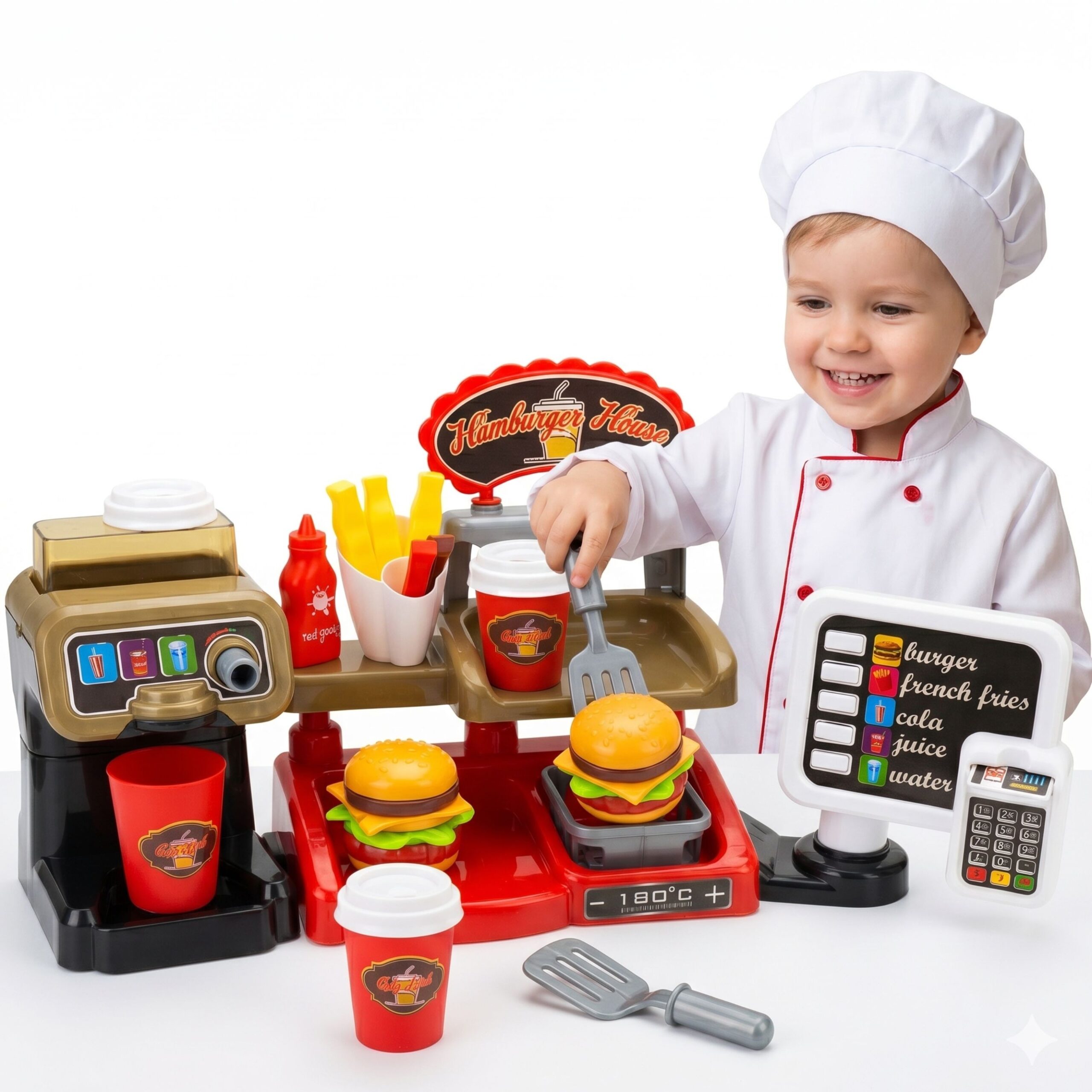 WOOPIE Fast Food XXL Shop Restaurant Cashier + Beverage Distributor