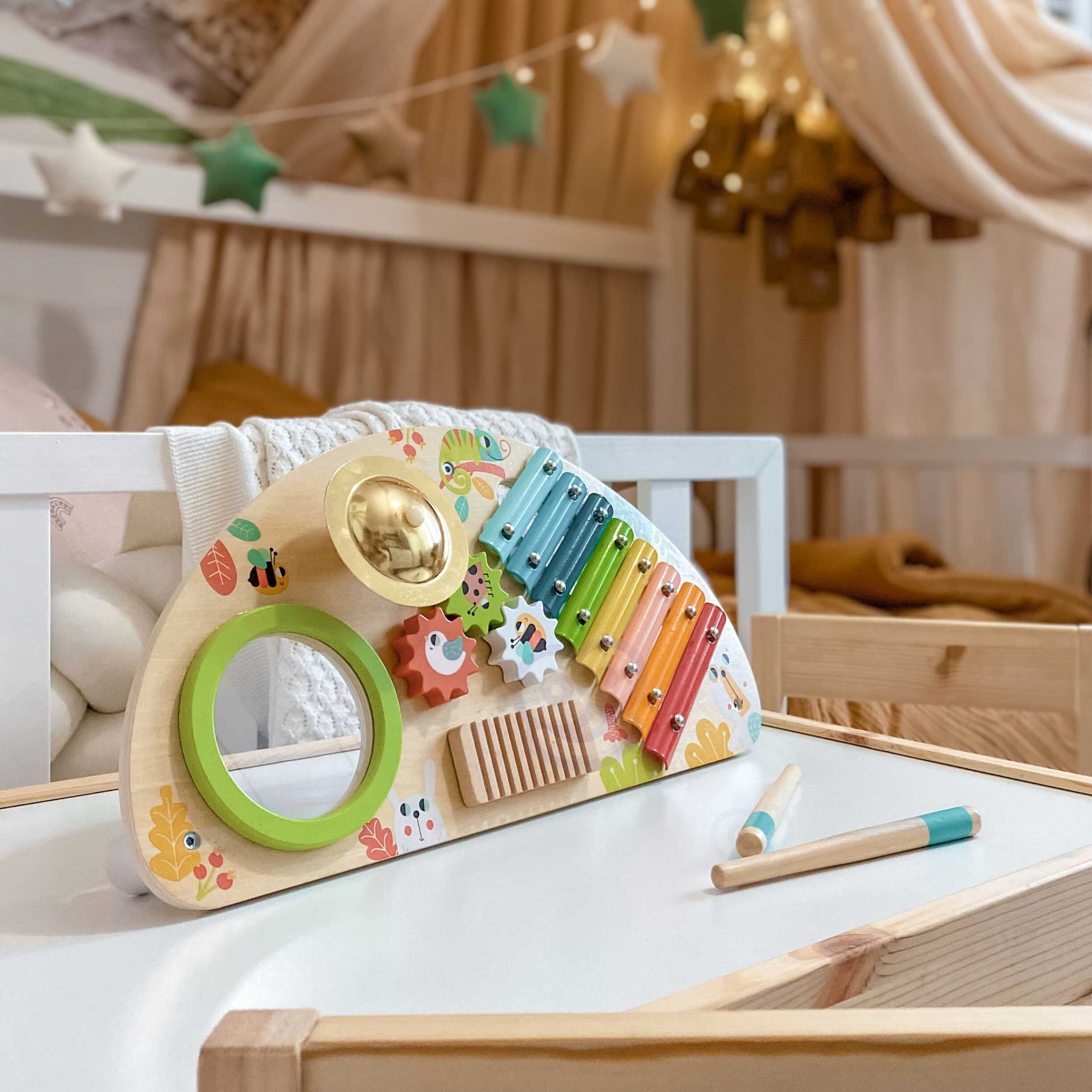 TOOKY TOY Multifunctional Instrument Music Center Xylophone Gears Grater Drum Cymbal Chopsticks - Slika 6