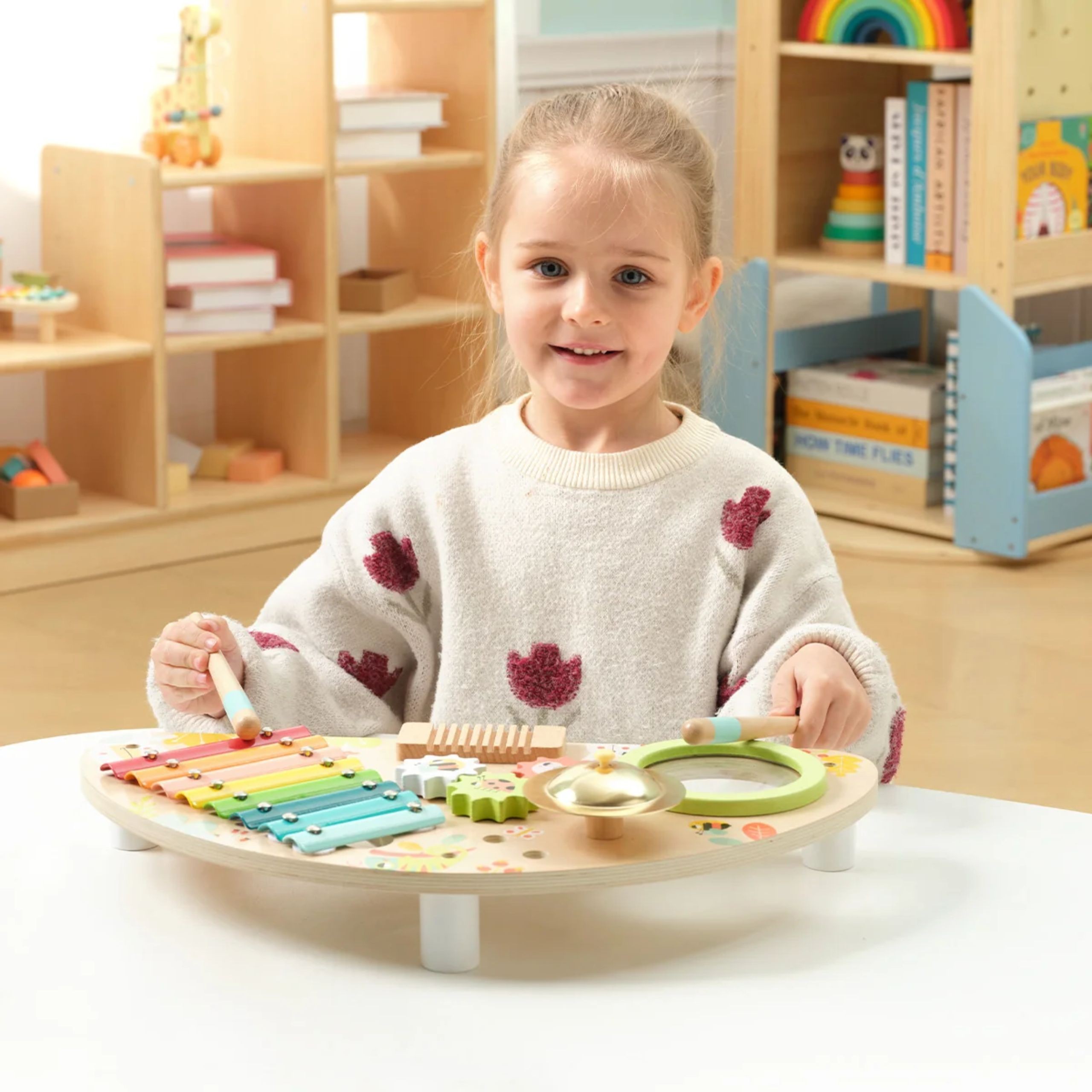 TOOKY TOY Multifunctional Instrument Music Center Xylophone Gears Grater Drum Cymbal Chopsticks - Slika 8