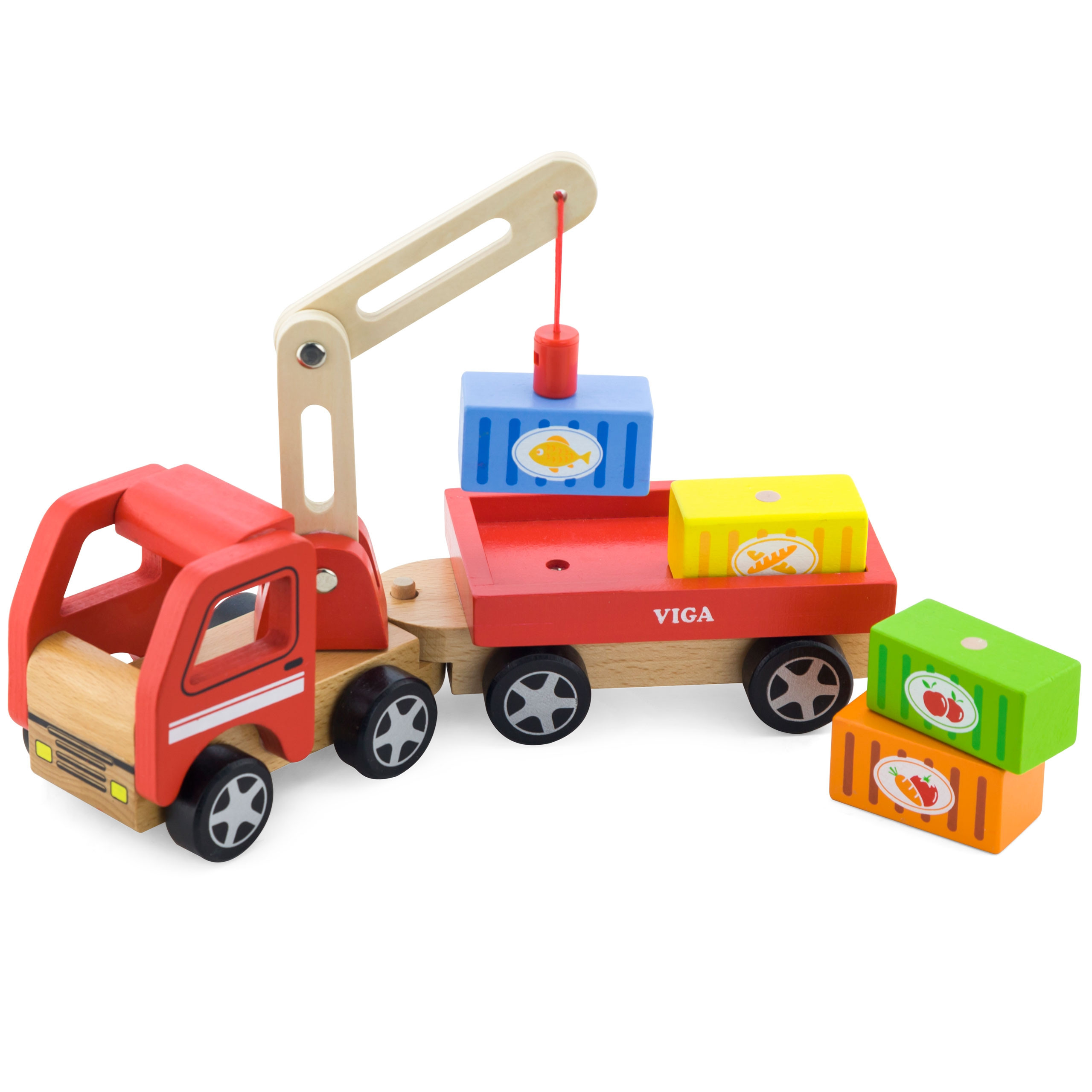 VIGA Wooden Crane with Containers - Slika 7