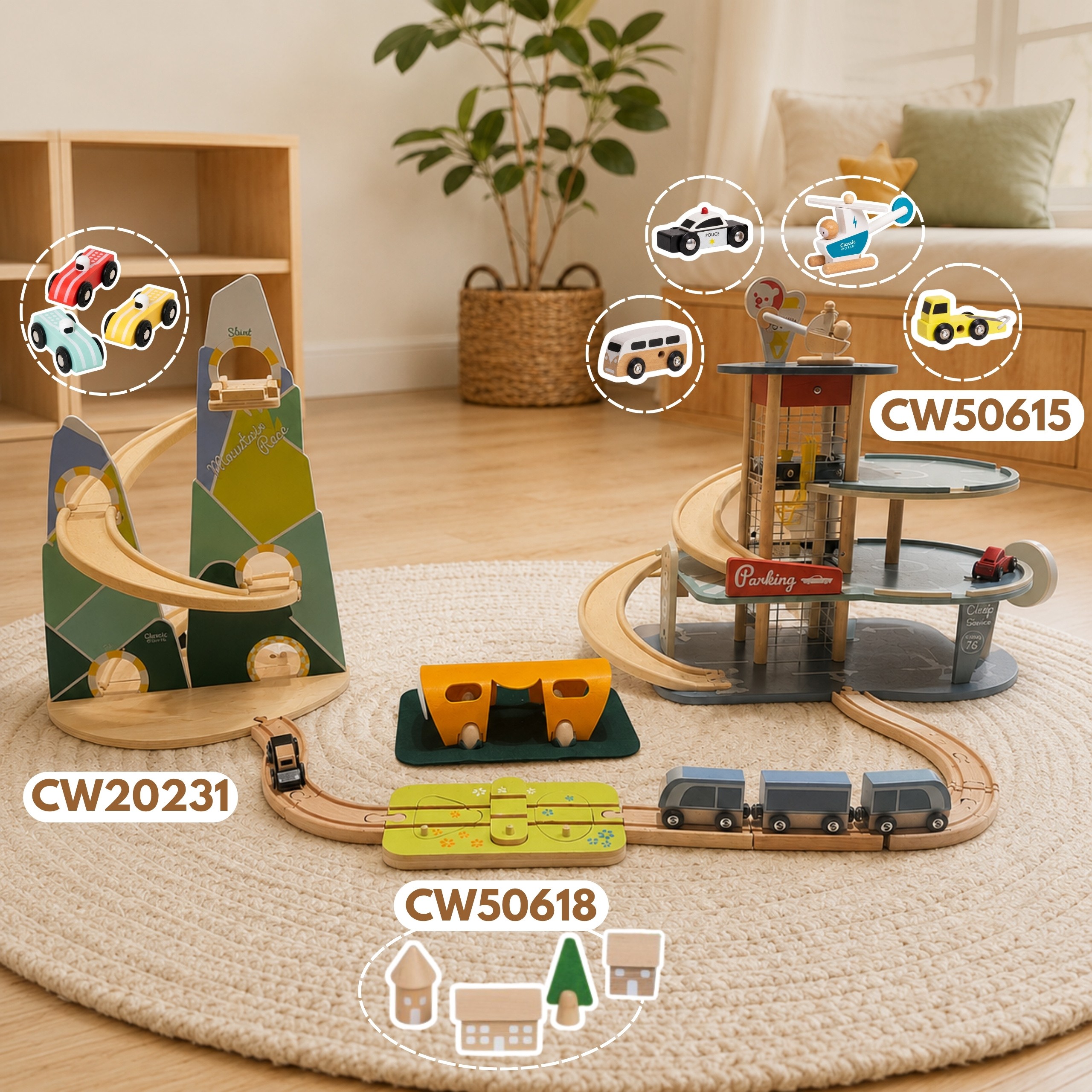 CLASSIC WORLD Set Railway Track Wooden Train + Shape Sorter 40 pcs. - Slika 7