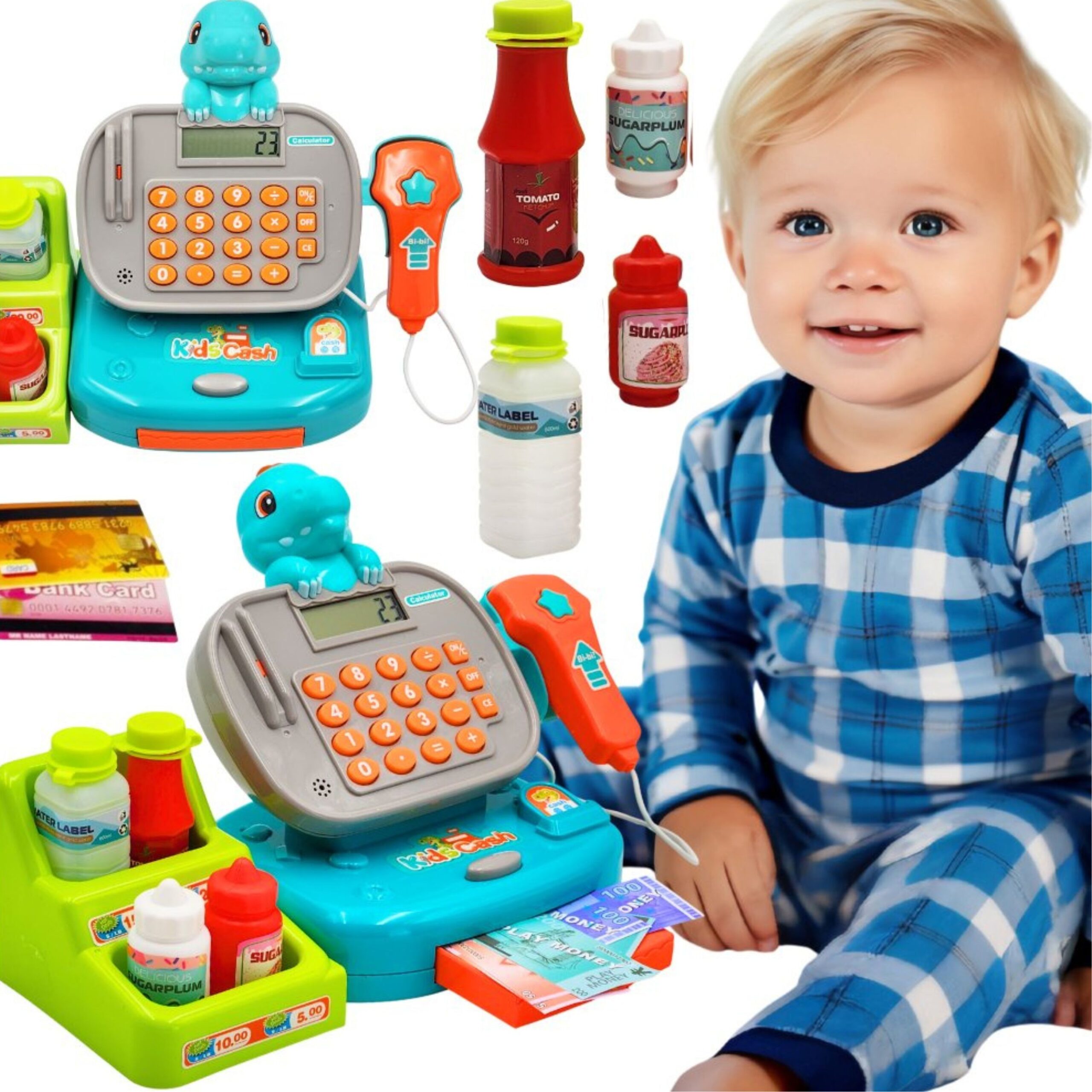 WOOPIE DINO Blue Cash Register with Shelf