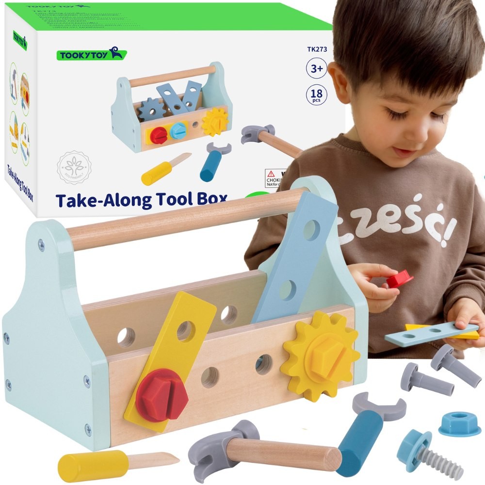 TOOKY TOY Wooden Tool Box Set 18 pcs.