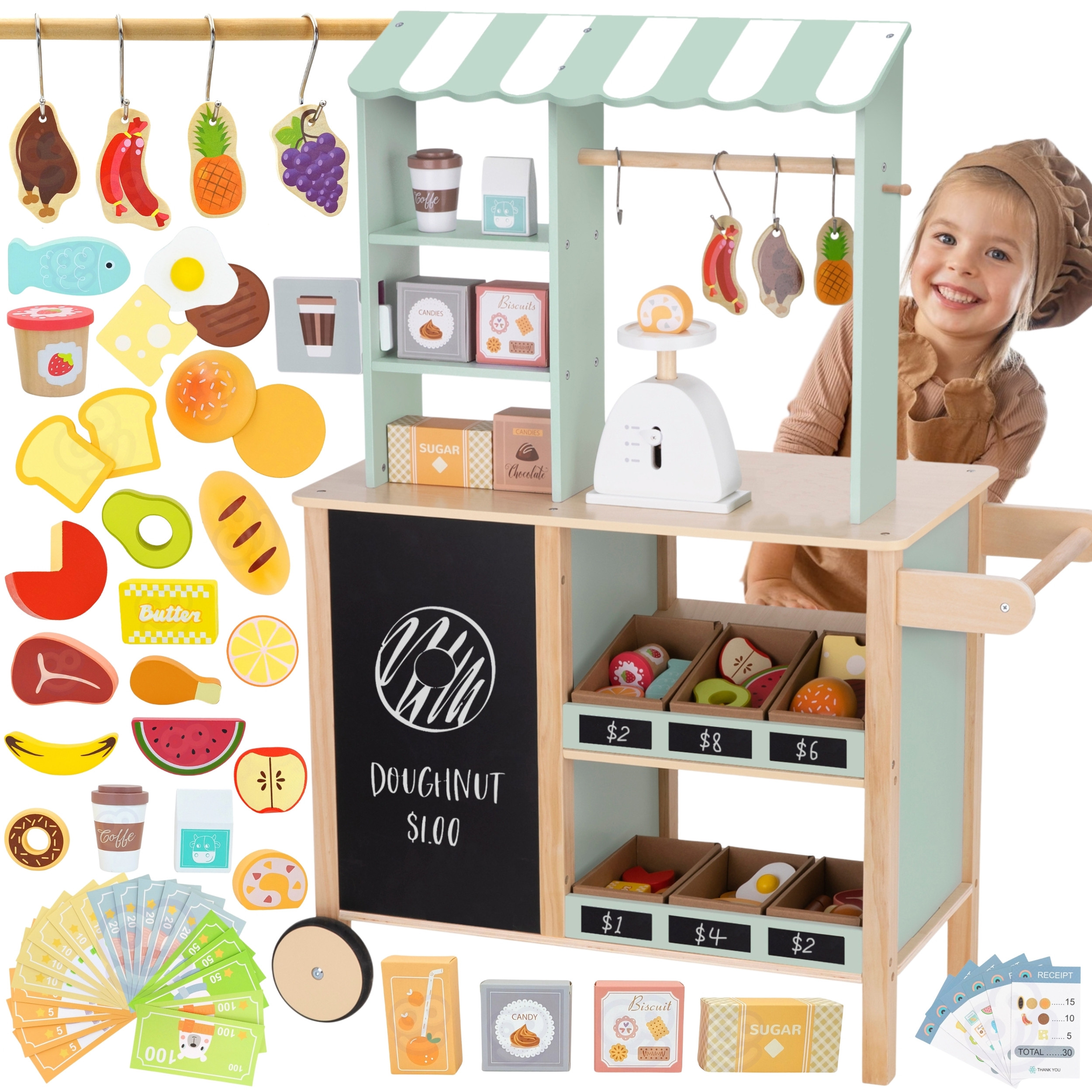 WOOPIE GREEN Large Multifunctional 5-in-1 Shop Stall Supermarket Restaurant Cafe Kitchen 73 pieces