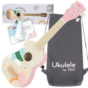 CLASSIC WORLD Wooden Ukulele Guitar for Kids Pink