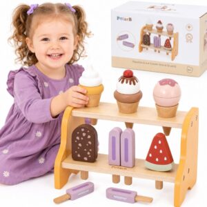VIGA Wooden Ice Cream Shop Set with 6 Ice Creams