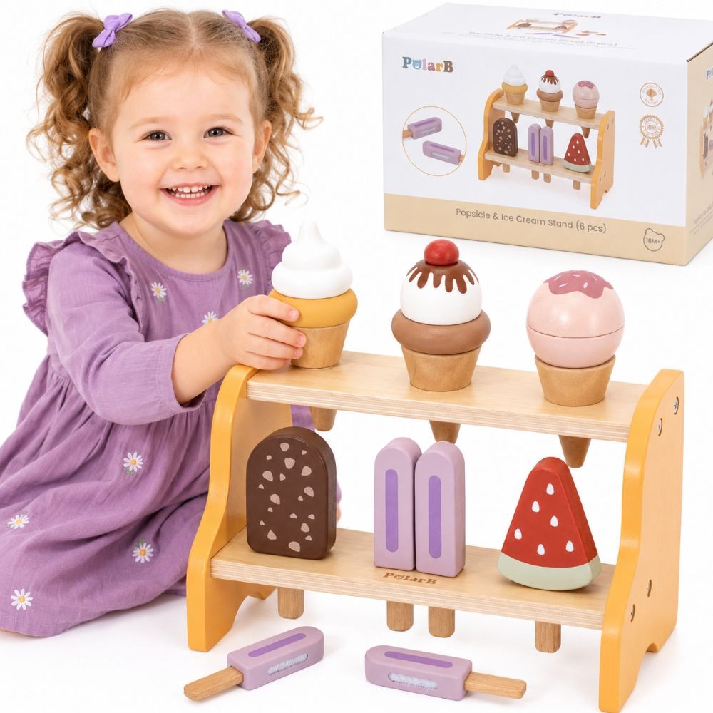 VIGA Wooden Ice Cream Shop Set with 6 Ice Creams