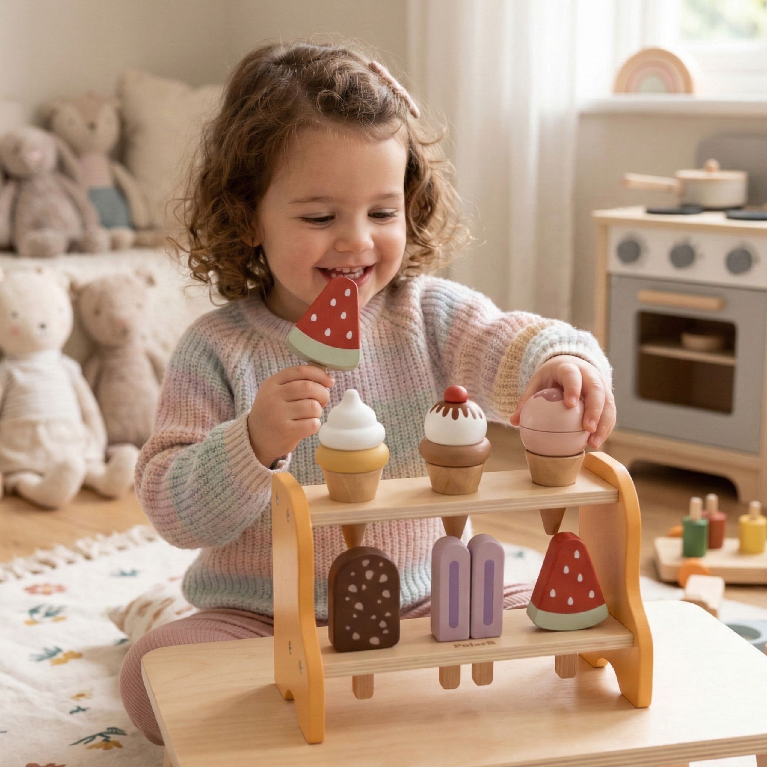 VIGA Wooden Ice Cream Shop Set with 6 Ice Creams - Slika 2