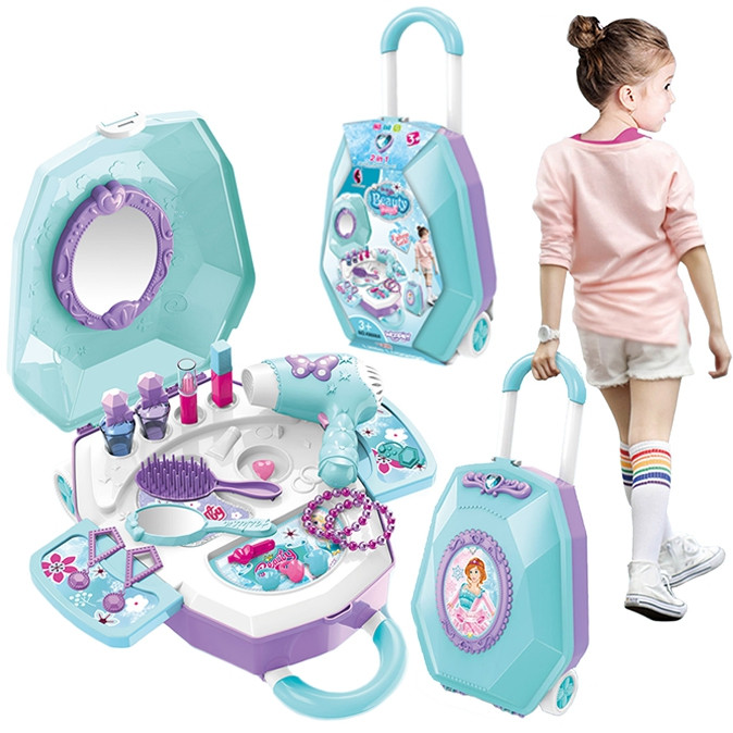 WOOPIE Dressing Table for Girls 2 in 1 Beauty Salon in a Suitcase
