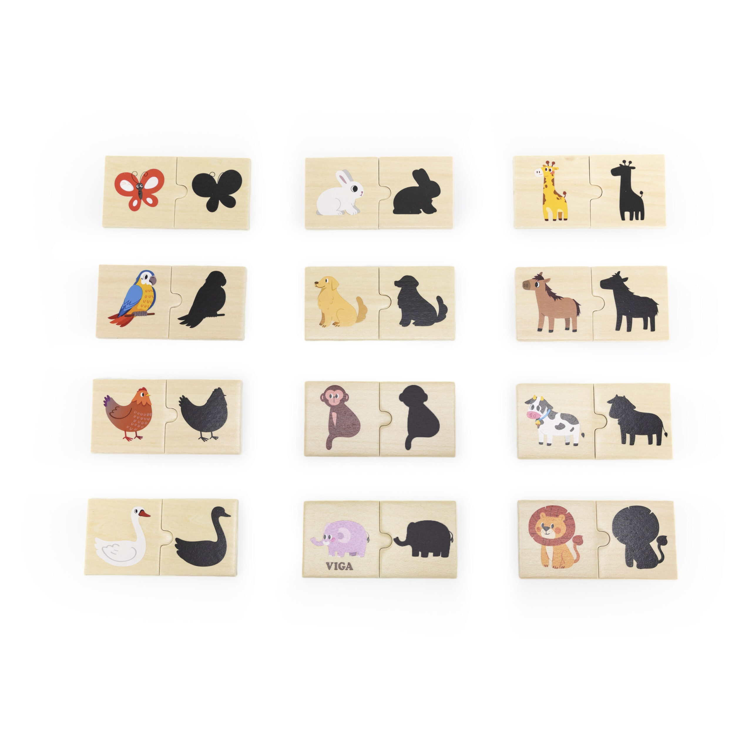 VIGA Wooden Puzzle Set Animal Match Shadow Puzzle - Slika 4