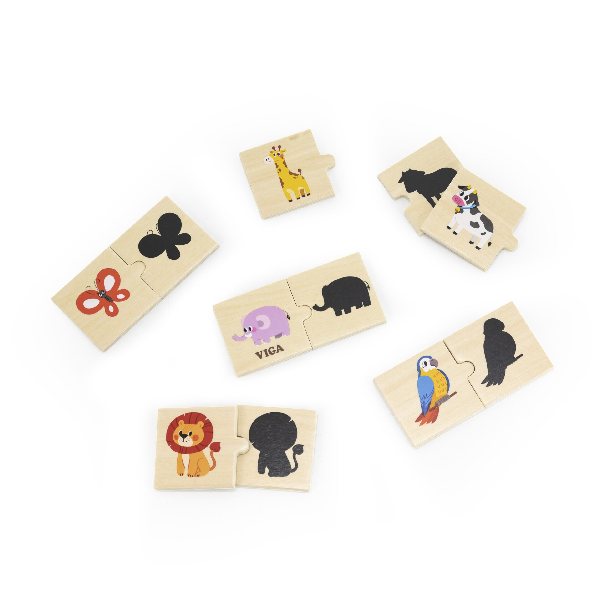 VIGA Wooden Puzzle Set Animal Match Shadow Puzzle - Slika 5