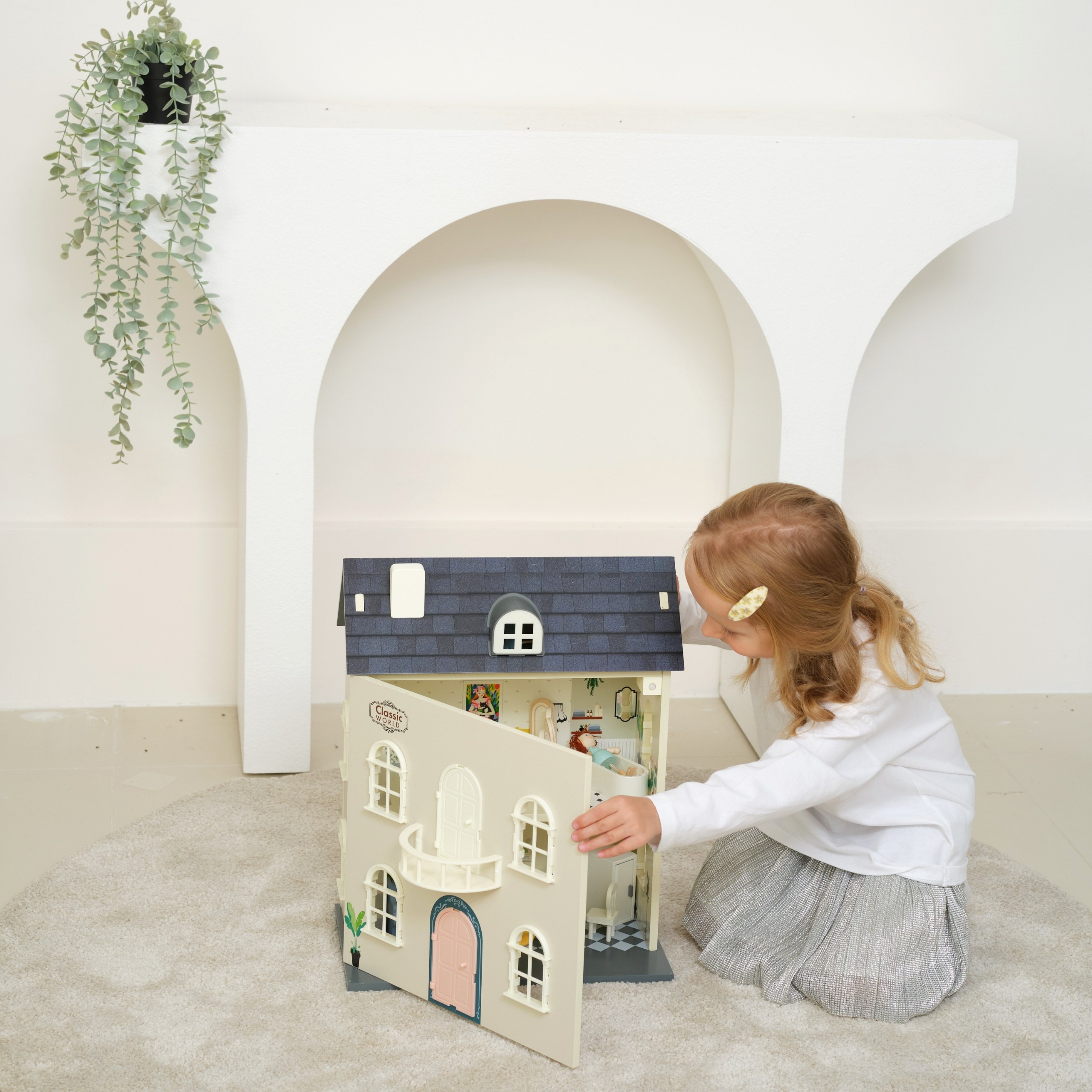 CLASSIC WORLD Wooden Dollhouse Vintage Furniture Large Accessories 36pcs - Slika 8