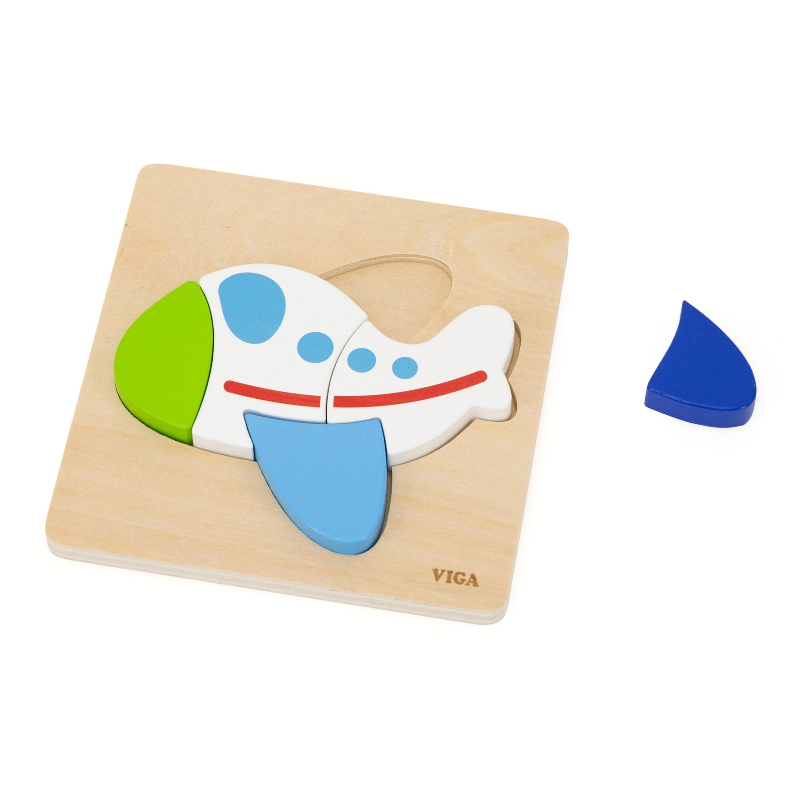 VIGA Wooden Puzzle – Colorful Airplane - Slika 5