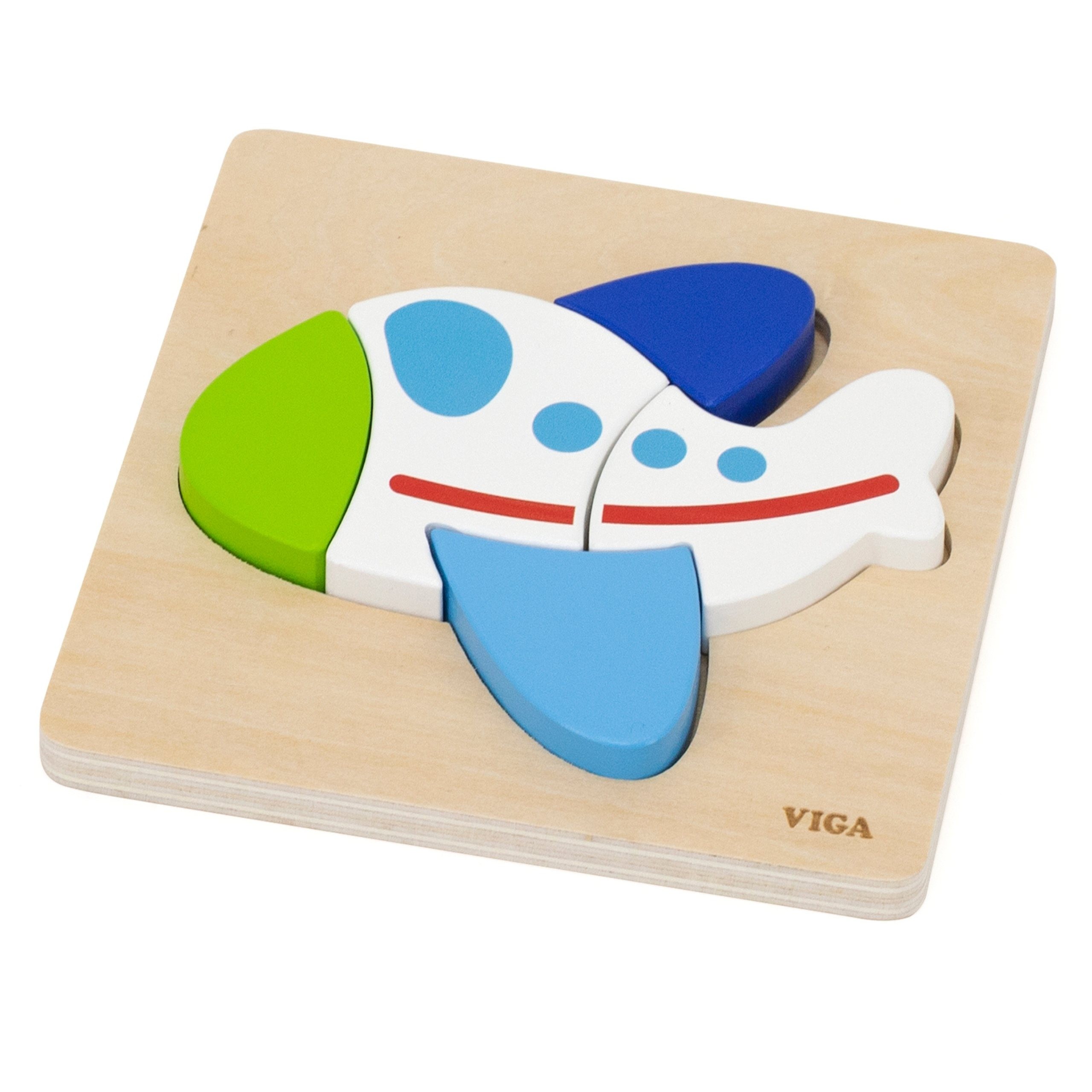 VIGA Wooden Puzzle – Colorful Airplane - Slika 6