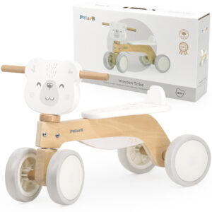 VIGA PolarB Wooden Polar Bear Ride-On with Soft Wheels