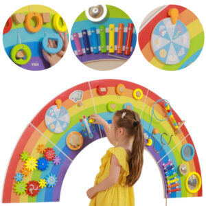 VIGA Wooden Sensory-Manipulation Board EDU Rainbow FSC Certificate
