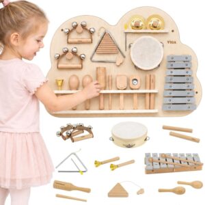VIGA Wooden Music Board Set of 12 Percussion Instruments