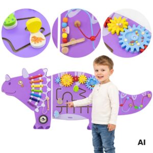 VIGA Wooden Sensory-Manipulation Board EDU Triceratops