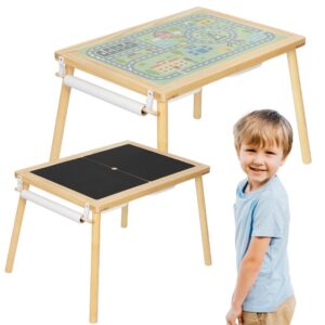 WOOPIE GREEN Wooden 4-in-1 Activity Table Chalkboard Containers City Map Drawing Paper
