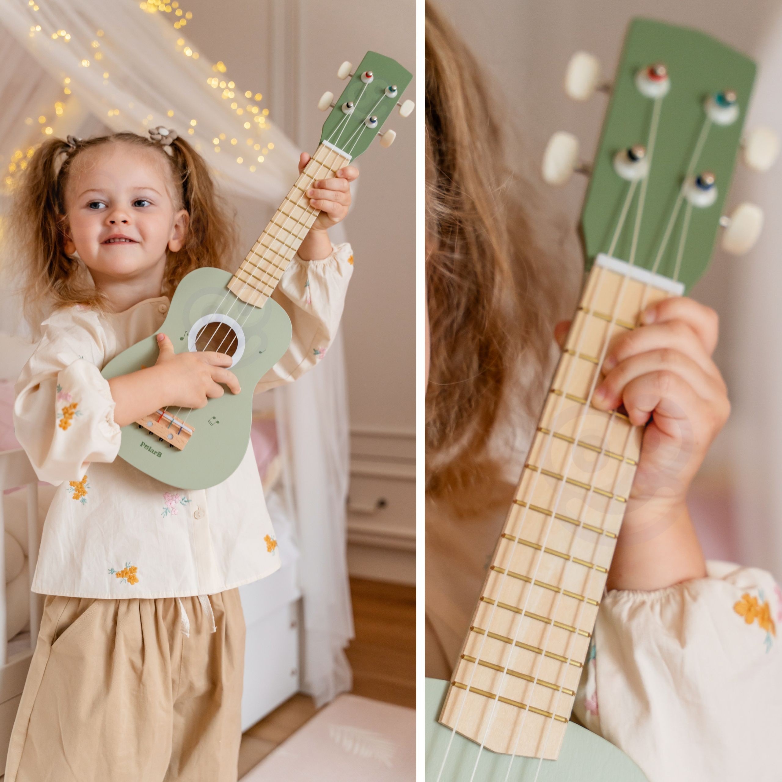 Viga Wooden Ukulele Guitar for Kids Green with Musical Notes - Slika 4