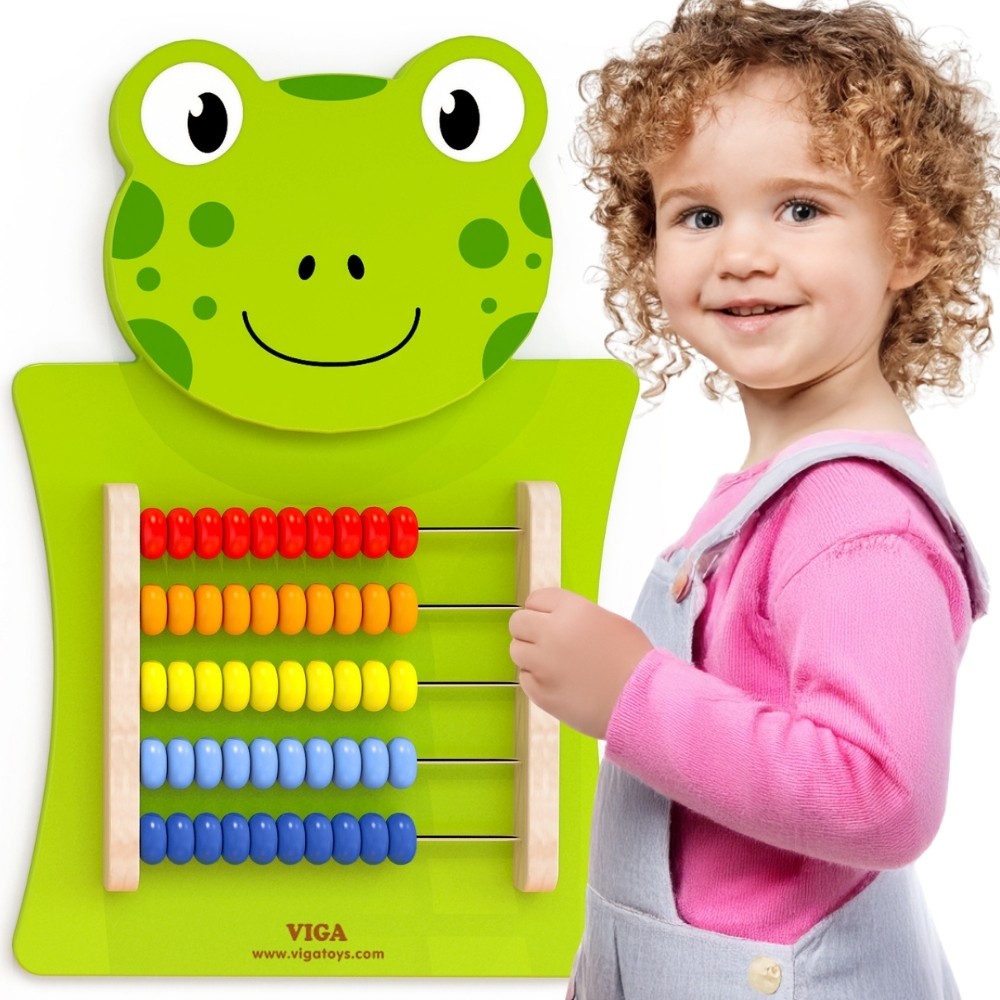 VIGA Wooden Manipulative Board Abacus Frog FSC Montessori Certificate