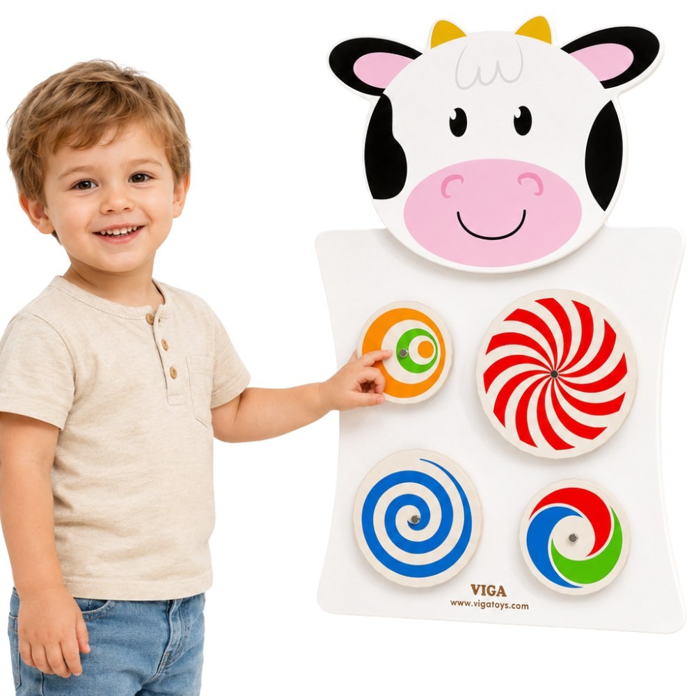 VIGA Wooden Manipulative Board Cow FSC Montessori Certificate