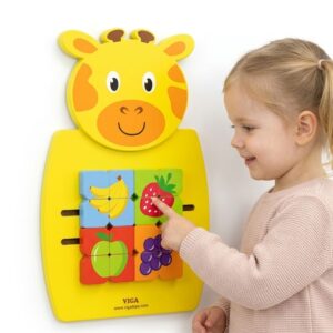 VIGA Wooden Giraffe Manipulative Board FSC Montessori Certificate