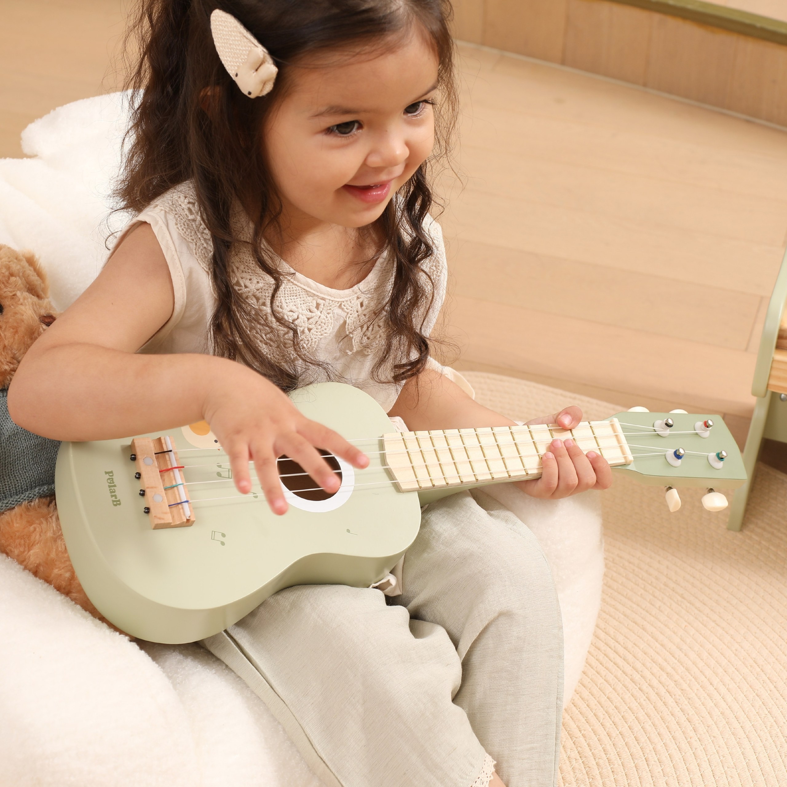 Viga Wooden Ukulele Guitar for Kids Green with Musical Notes - Slika 7