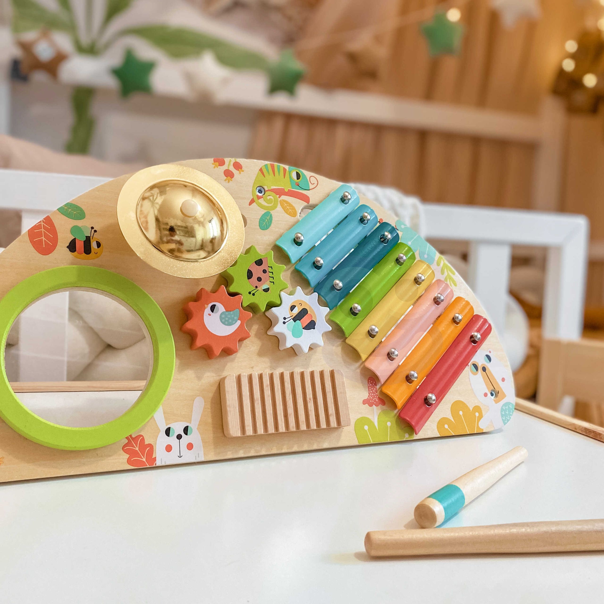 TOOKY TOY Multifunctional Instrument Music Center Xylophone Gears Grater Drum Cymbal Chopsticks - Slika 2