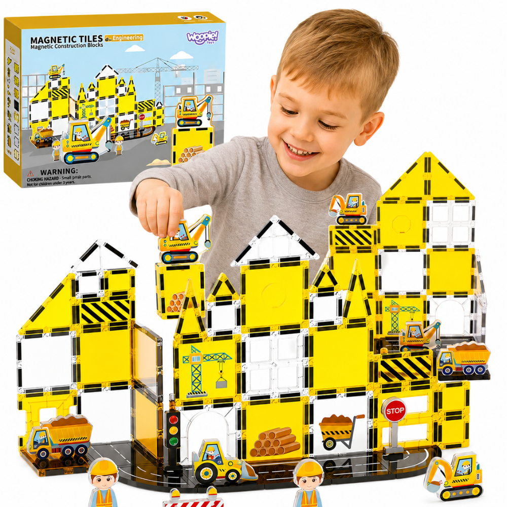 WOOPIE Magnetic Building Blocks 7.5 cm Construction Site STEAM 47 pcs.