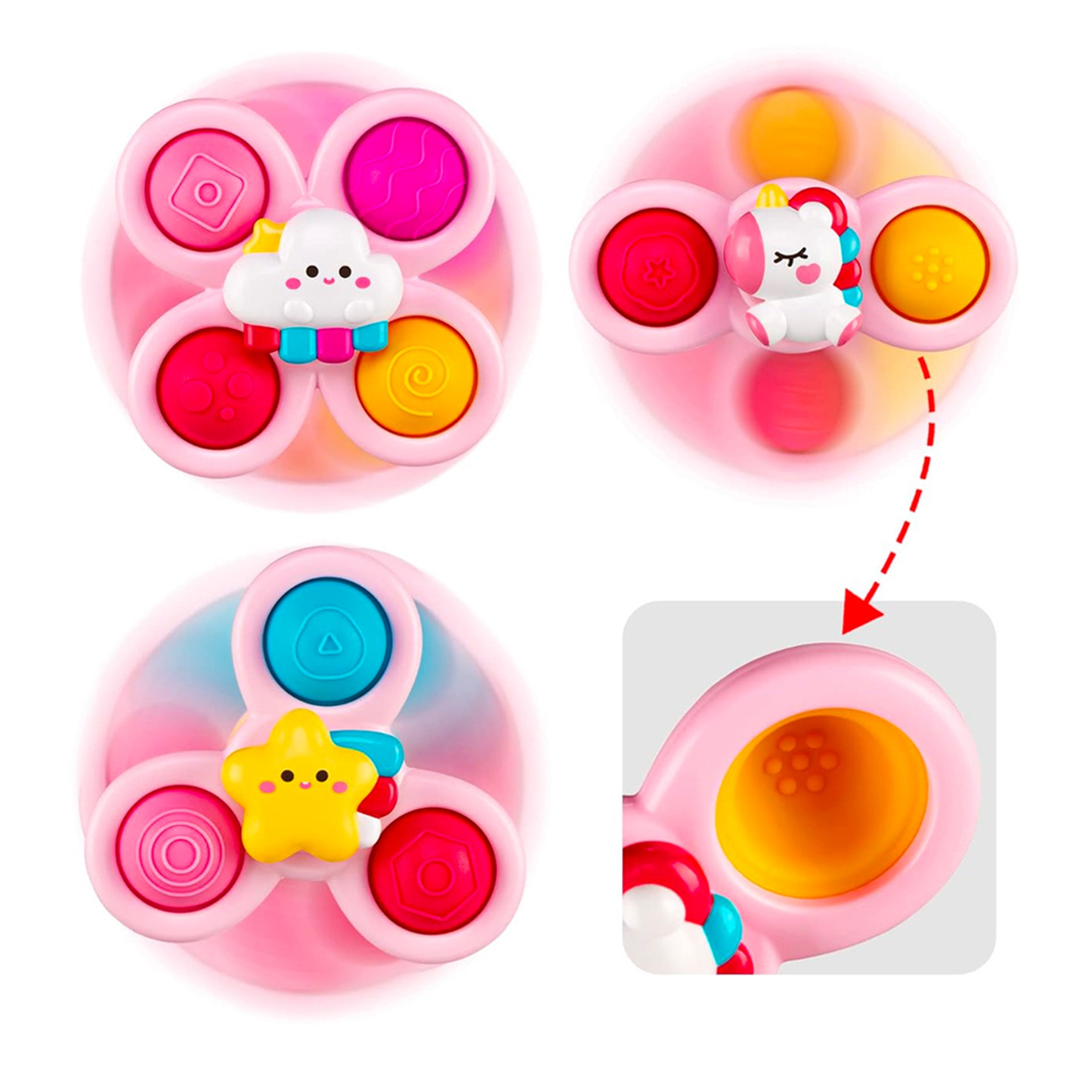WOOPIE BABY Space Spinner Pop-it Sensory Toy Interchangeable 3 pcs Pink. - Slika 7