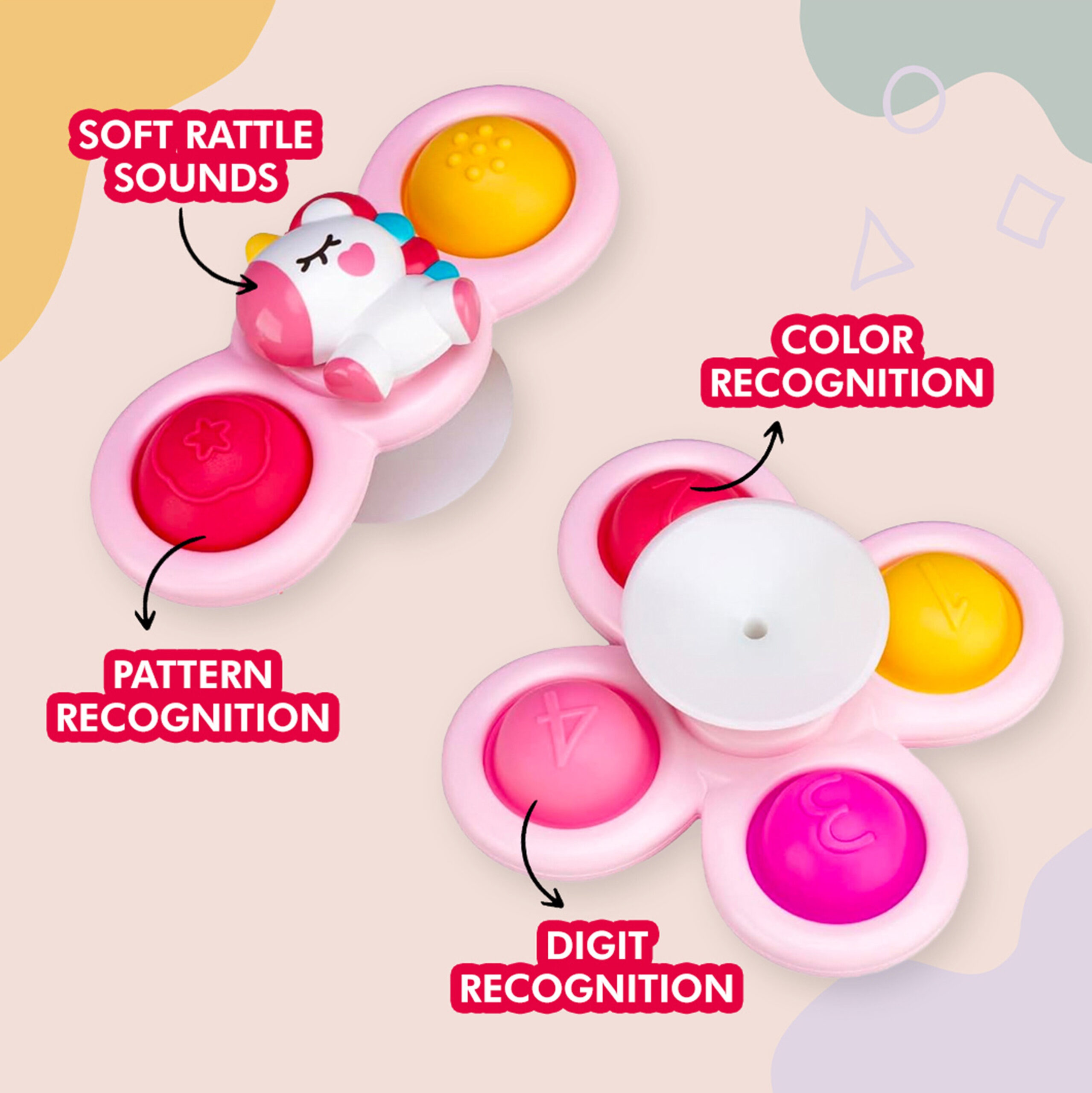 WOOPIE BABY Space Spinner Pop-it Sensory Toy Interchangeable 3 pcs Pink. - Slika 8