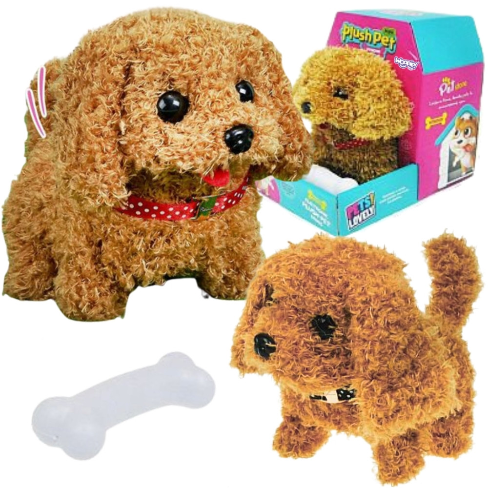 WOOPIE Interactive Plush Dog with Bone Poodle Husky