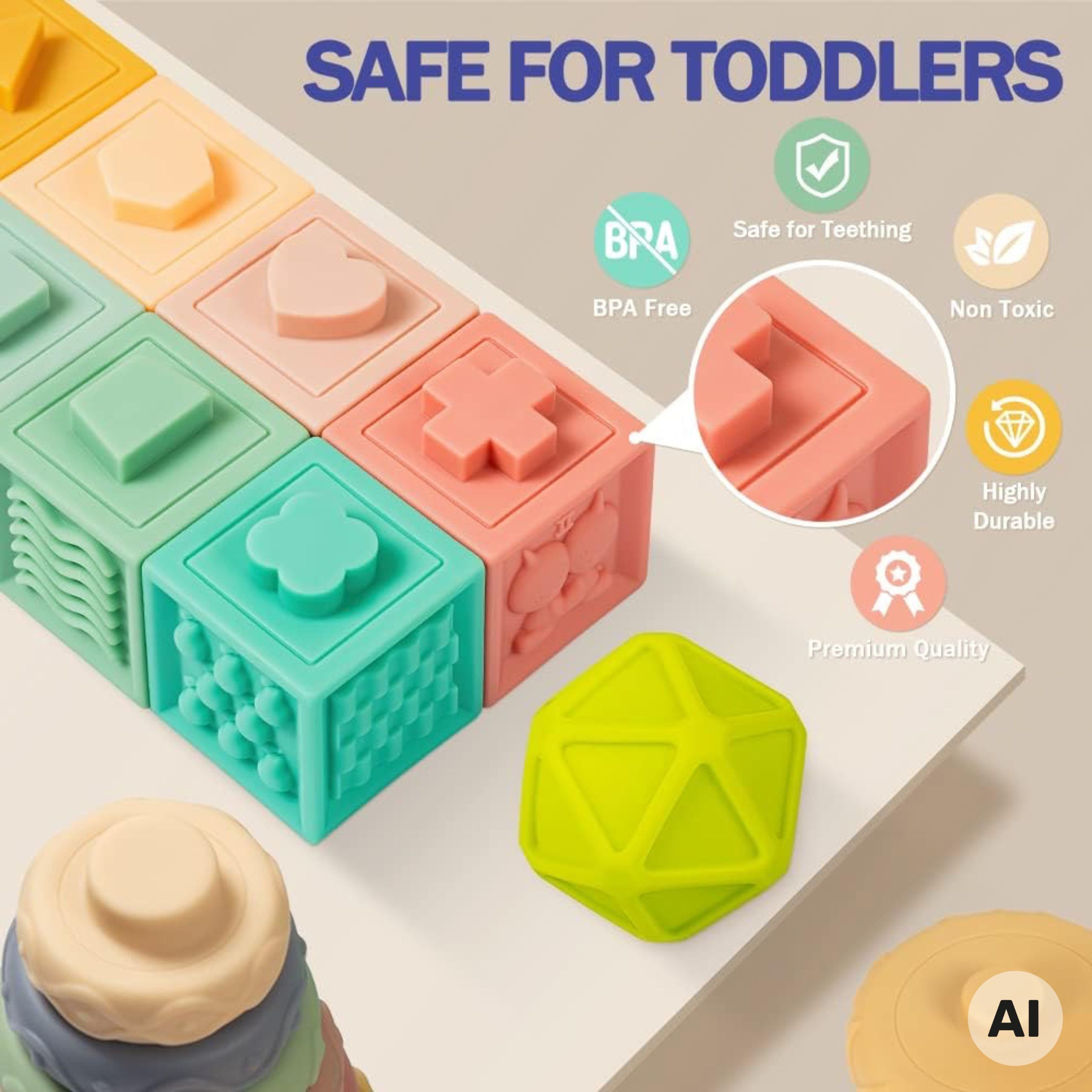 WOOPIE BABY Soft Sensory Blocks Teethers 23 pcs. - Slika 3