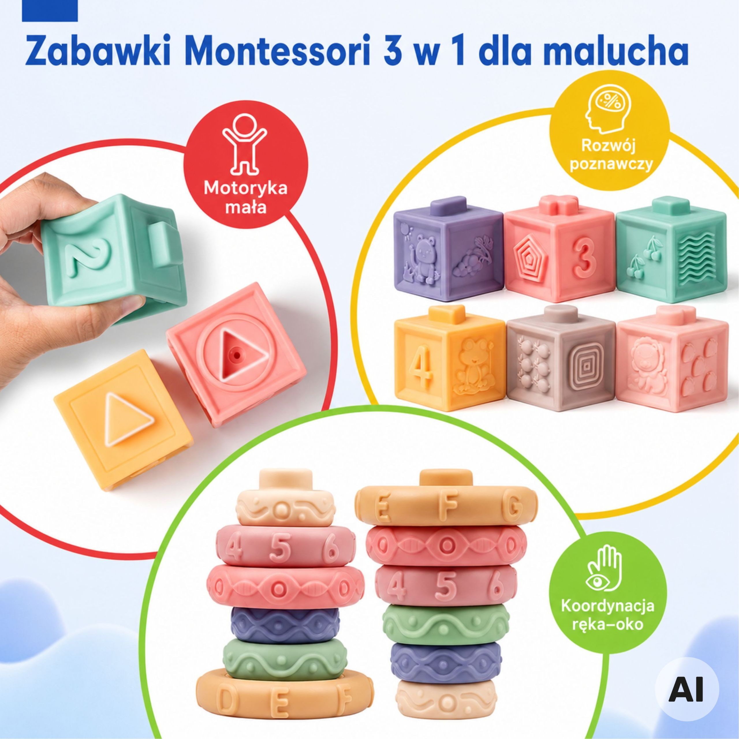 WOOPIE BABY Soft Sensory Blocks Teethers 23 pcs. - Slika 4